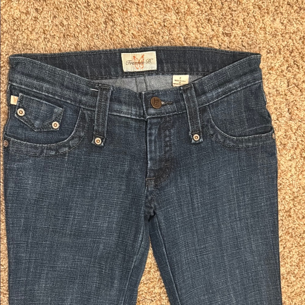 Frankie B. Blue Boot Cut Jeans with Intricate Stitching - Picture 5 of 5